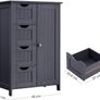 _Bathroom Cabinet, Storage Cupboard, with 4 Drawers, Single Door, Height Adjustable Board, for Living Room, Kitchen, Hallway, Gray Image 6