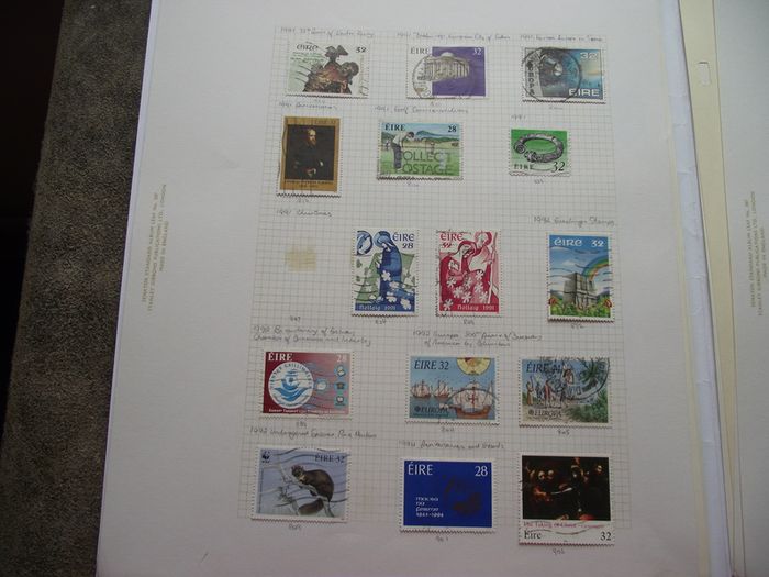 A Collection Of Irish Stamps On 22 Loose Pages