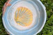 Hand building sculptural  artist O.D. CLAY   Bowl with Shell Motif