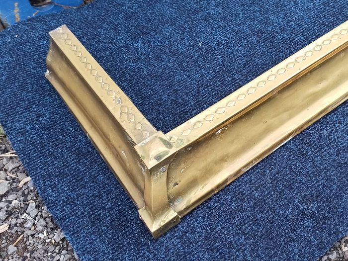 Antique brass fireplace fender  length 140cm