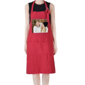 Personalised Adult Apron With Pocket - Red color