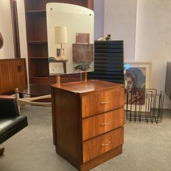 Vintage 1960s Walnut Chest of Drawers with Mirror -  Warehouse and Showroom Open Saturday 11th April 12 till 4pm Eircode R95T227