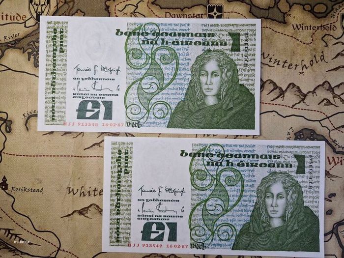 1 Pound B Series Sequential Pair 16/02/07 Queen Medb IRISH NOTE