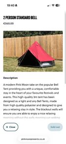 Glamping Pink Moon 2 person Bell tent