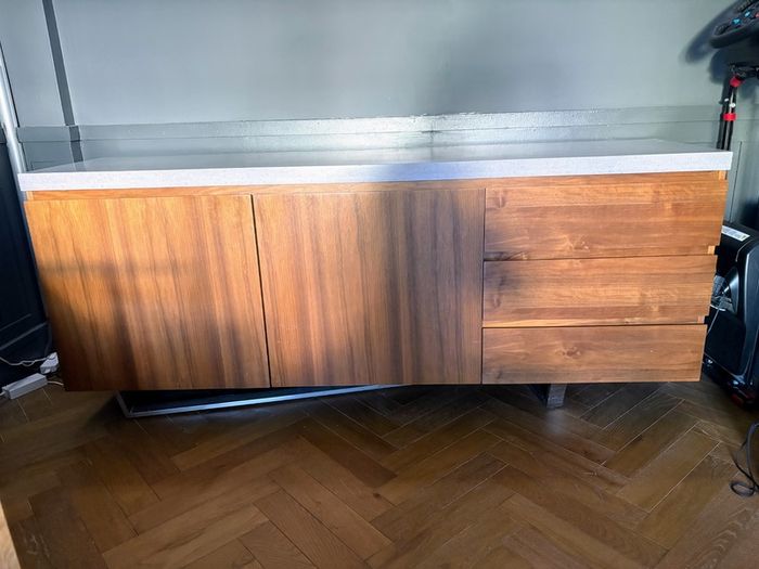 Modern walnut sideboard with stone top