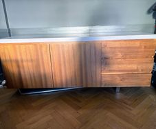 Modern walnut sideboard with stone top