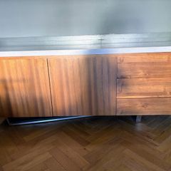 Modern walnut sideboard with stone top