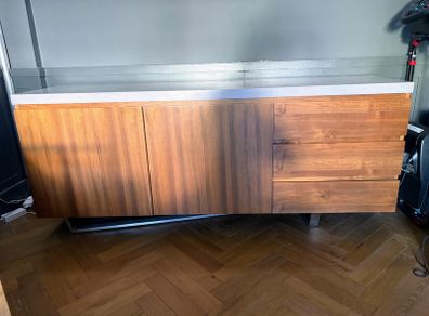 Modern walnut sideboard with stone top