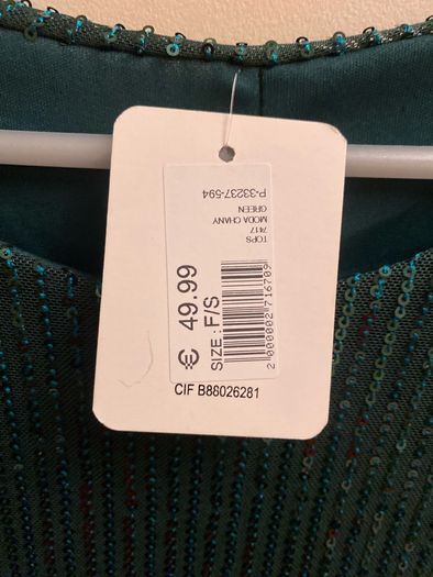NEW green sequinned blouse (approx size 22-24)