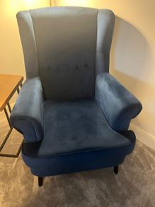 Navy Velvet Wingback Accent Chair