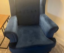 Navy Velvet Wingback Accent Chair