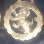 2 Old Brass Horse Tackle Emblems and an Old Hand Carved Man Image 3