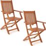 Set of 2 Wooden Folding Garden Chairs Adjustable High Back Eucalyptus Image 2