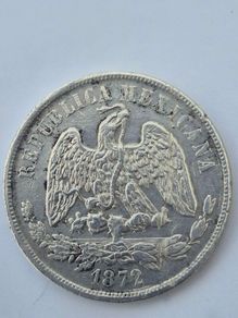 1872 Mexican 1 Peso "Balanza" silver coin
