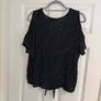 Wallis Women's Sparkly Black Cold Shoulder Top - Size small Image 2
