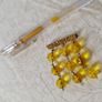 Antique 1930s art deco dangle beaded brooch sunburst brass amber hand blown glass gift vintage Image 6