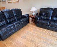 Black Leather Recliner Suite
