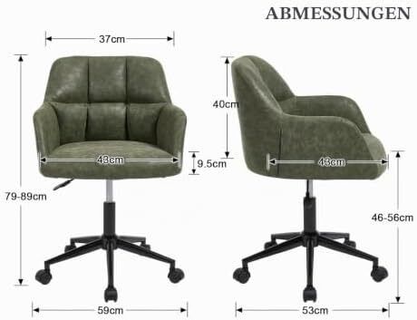 Office Chair PU Leather 360 Rotatable Height Adjustable Green