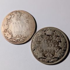 Silver Canada 25 Cent X2.