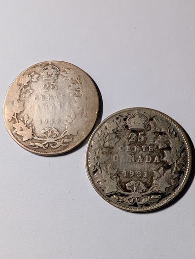 Silver Canada 25 Cent X2.