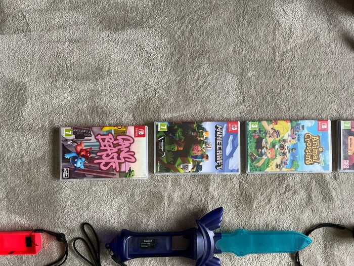 Nintendo Switch accessories and games.
