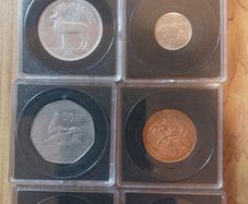 Irish Pre-Euro Coin Display Set In Protective Capsules