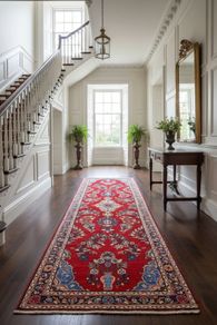 Vintage XL Fabulous Persian Sarouk Hand Knotted Runner Rug Carpet