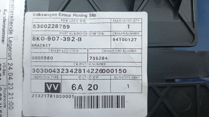 Audi A4 B8/8.5 Rear View Camera Bracket 8K0 907 392 B