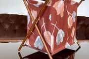 MCM Faux Bamboo Wood And Fabric Portable Knitting Sewing Basket Catch All