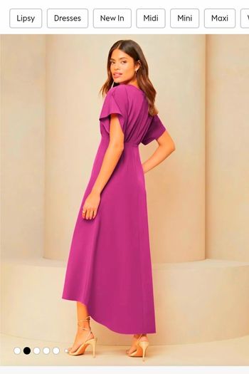 Lipsy pink/purple flutter sleeve midi dress size 10