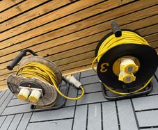 SLx 110V Extension Lead Industrial 25m / 50m Open Drum Cable Reels, 2 Socket with Thermal Cut Out, Heavy Duty Indoor and Outdoor Extension Cable