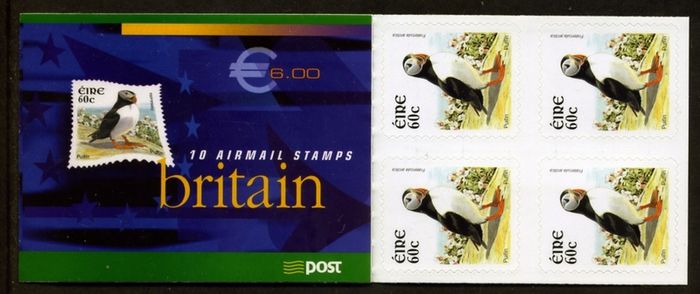2004 Ireland Puffin Definite Stamp Booklet Mint Never Hinged (MNH). Hibernian HB117
