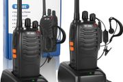 2Pcs Walkie Talkies Rechargeable, Walkie Talkies for Adults Professional Long Range 16CH Two Way Radio, Supports Hand Free VOX Function with LED Light Earpieces for Outdoor,