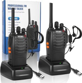 2Pcs Walkie Talkies Rechargeable, Walkie Talkies for Adults Professional Long Range 16CH Two Way Radio, Supports Hand Free VOX Function with LED Light Earpieces for Outdoor,
