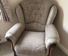 Beige fabric armchair