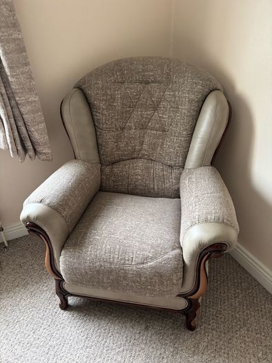 Beige fabric armchair