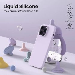 Liquid Silicone Case For Apple iPhone 14 Pro Luxury Thin Phone Cover Liliac Purple