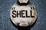 Vintage SHELL petrol. Two gall, brass oil can cap