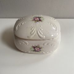 Very Pretty Parian ware flora number 8006 jewellery  box