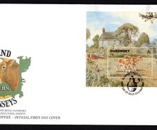 1992 Guernsey 150th Anniversary of Royal Guernsey Agricultural and Horticultural Society Miniature Sheet Commemorative Stamps Official First Day Cover (FDC)