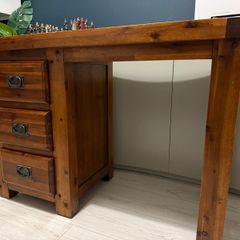 Solid Wooden Desk Rustic Style with 3 Drawers