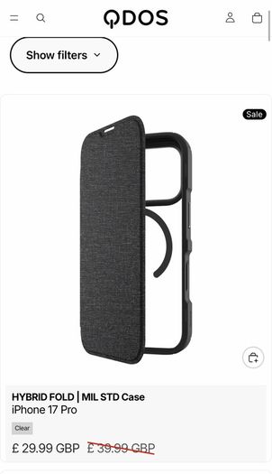 iPhone 17 Pro case from Qdos - Black (New)