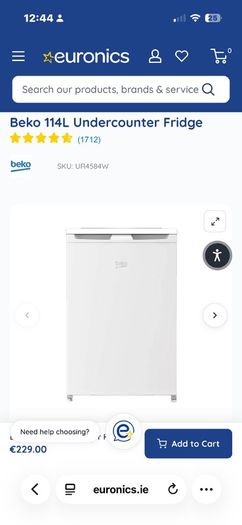 Beko 86 Litre Freestanding Under Counter Freezer - White