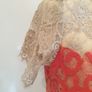 Ladies Lace Effect Top Blouse By Porcelain Beige & Red Measurements In Listing Image 3