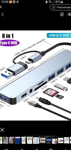8 in 1 Adapters. Type C and USB Connection