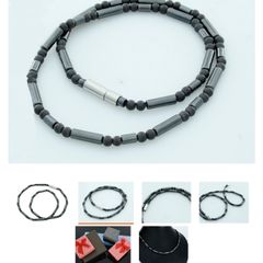 Hematite stones Men necklace 47cm Black men's necklaces Unisex