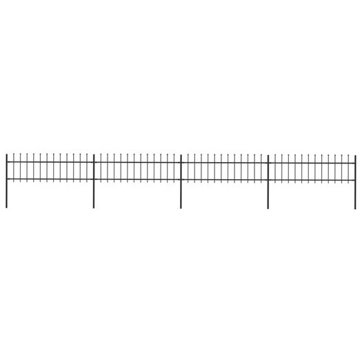 Garden Fence with Spear Top Steel 6.8x0.6 m Black