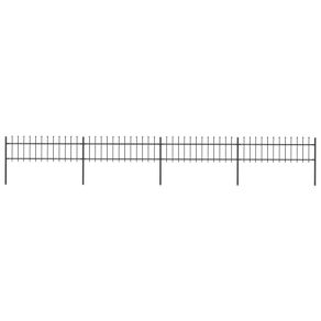 Garden Fence with Spear Top Steel 6.8x0.6 m Black
