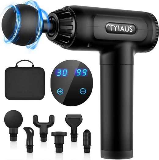 NEW SALE | Deep Tissue,30 Speeds Powerful Percussion Portable ,6 Massage Heads,LCD Touch Screen, Handheld for Muscle Pain Relief