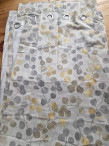gold, beige and grey curtains fully lined